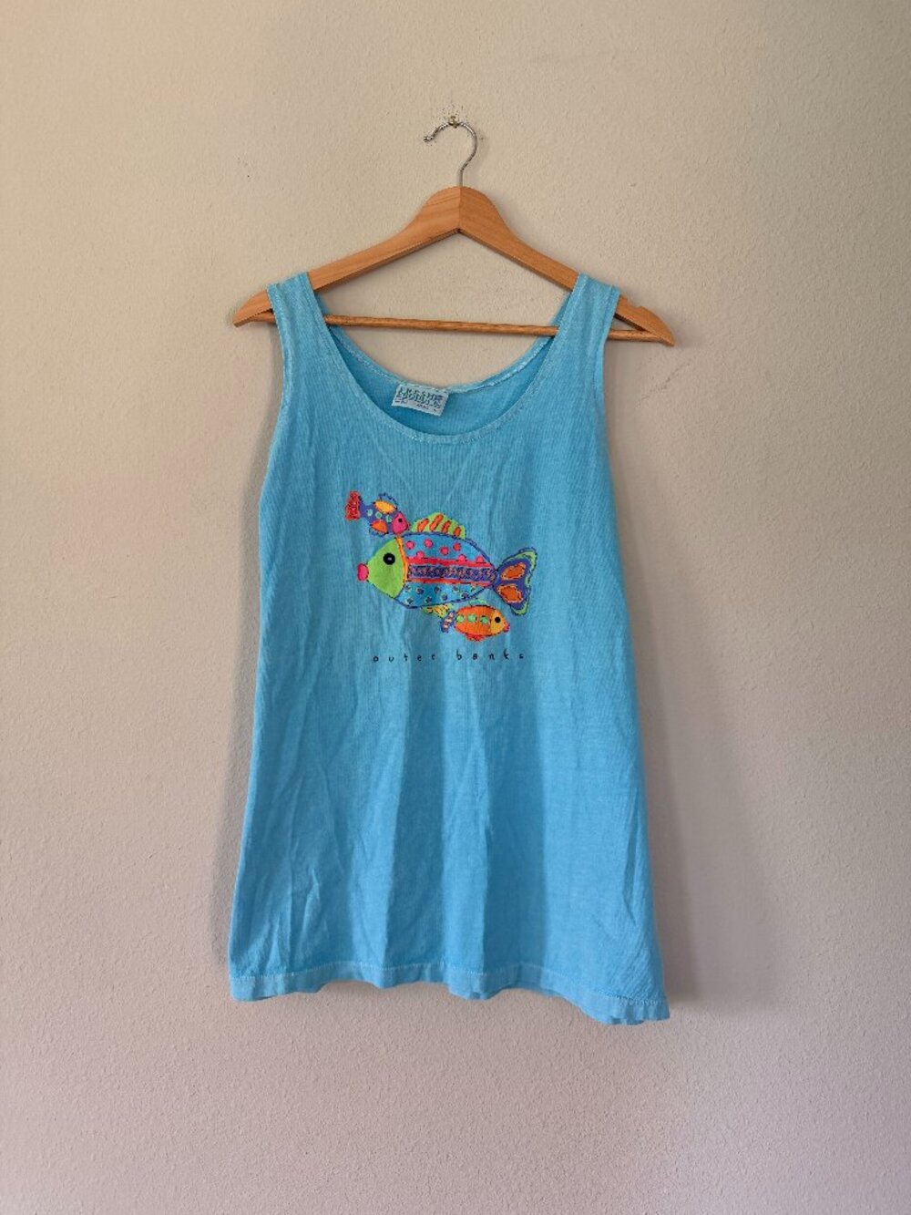 Vintage Fresh Produce Outer Banks Fish Tank Top — Made in USA, Sz L